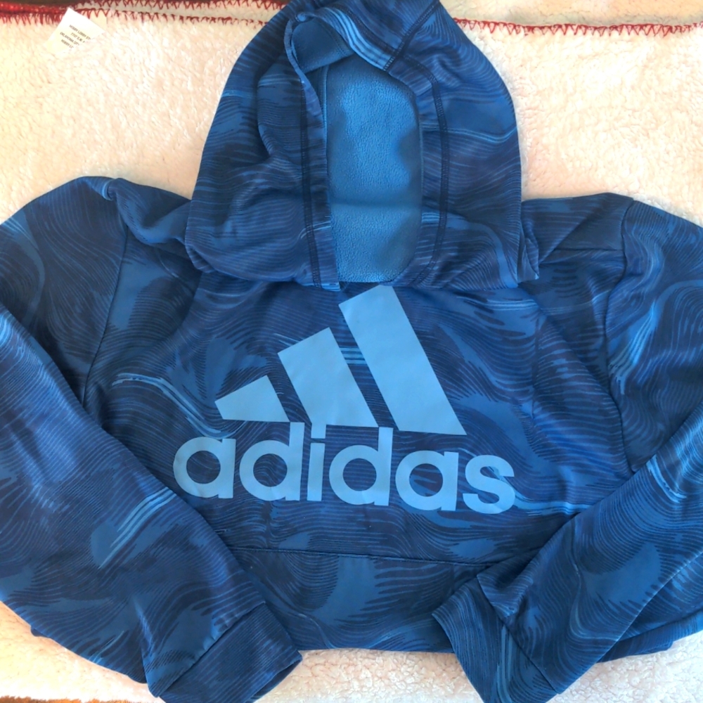 Boys size XL 18/20 Adidas hoodie light blue and dark blue